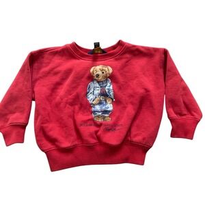 Ralph Lauren Polo Bear Red Crewneck Sweatshirt Toddler 2T Preppy‎ Classic